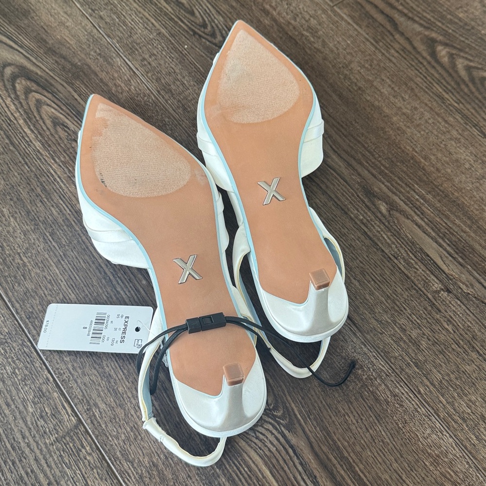 Express White Slingback Heels - Picture 5 of 6